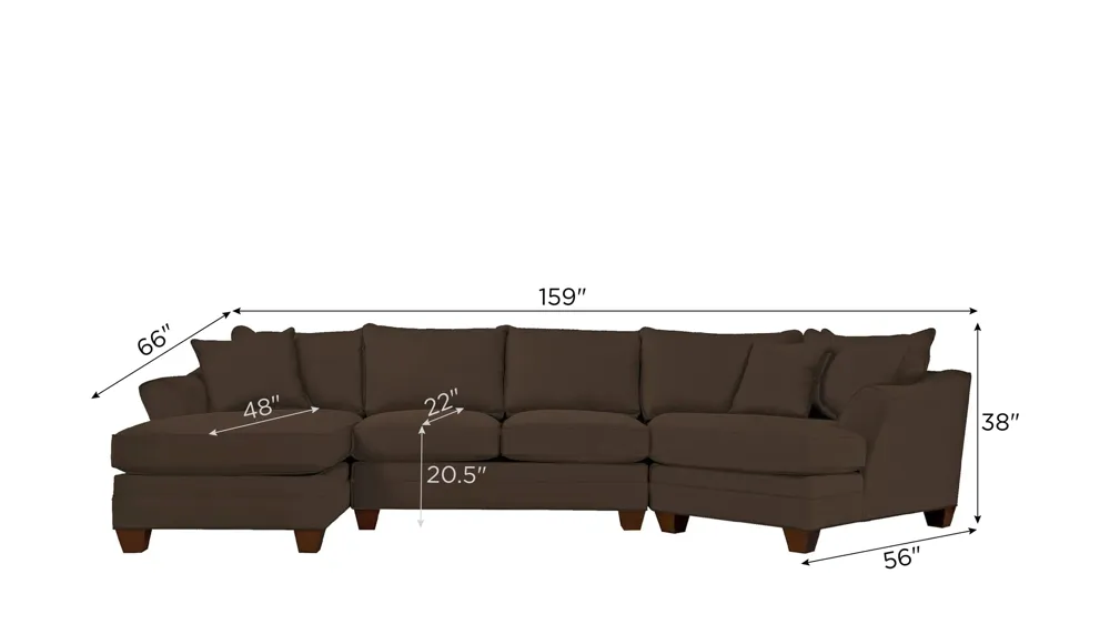 Foresthill 3-pc. Left Hand Facing Sectional Sofa Dimensions