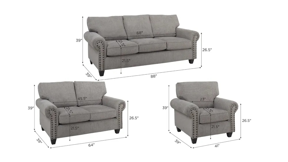 Crandall Living Room Set Dimensions