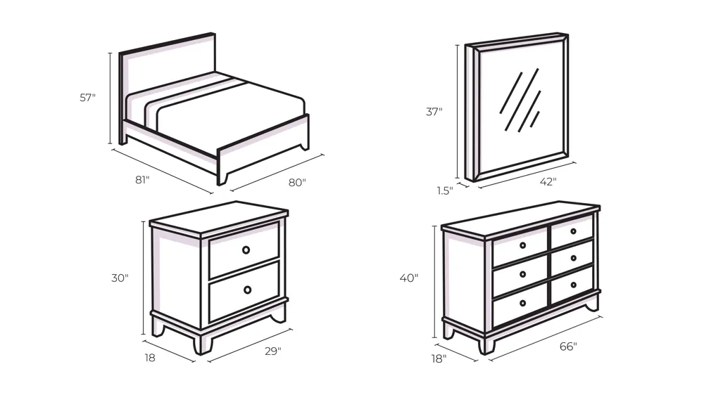 Allegra 4-pc. Storage Bedroom Set Dimensions
