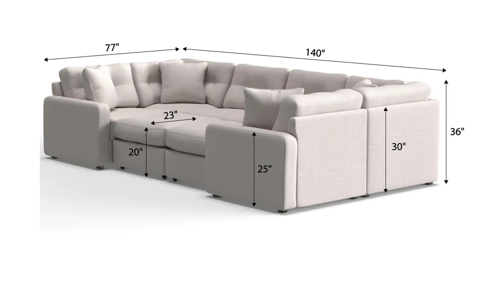 ModularOne 8-pc. Sectional Dimensions