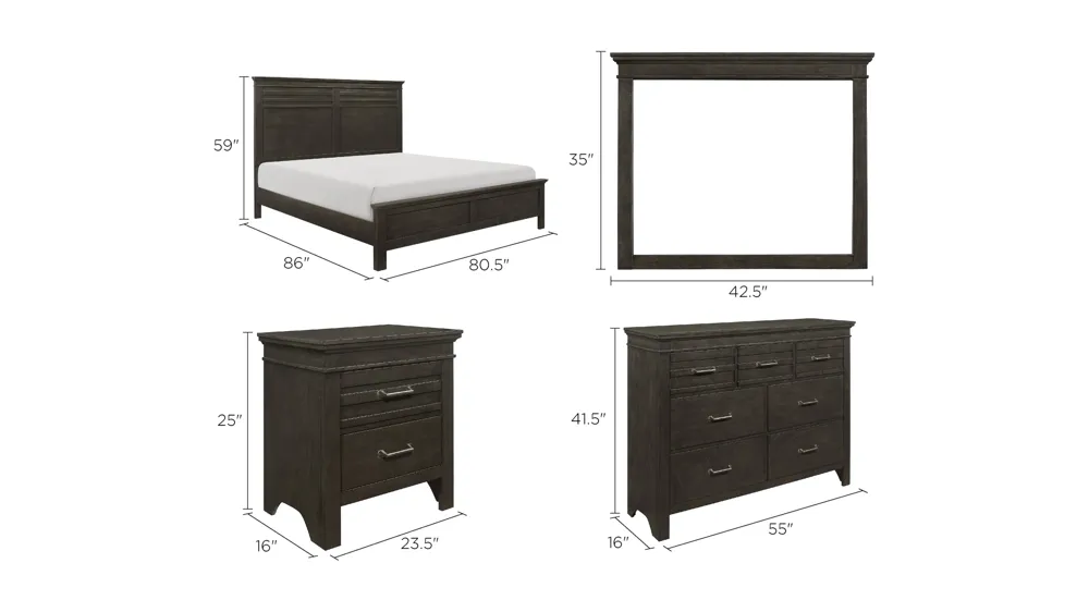 Eastlea 4-pc. Bedroom Set Dimensions