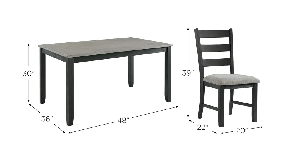 Glenwood 5-pc. Dining Set Dimensions