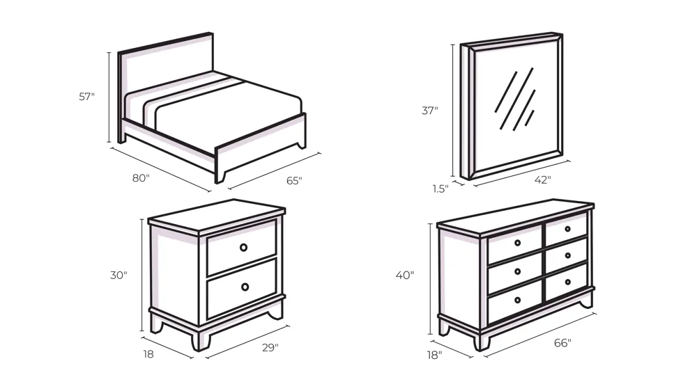Allegra 4-pc. Storage Bedroom Set Dimensions