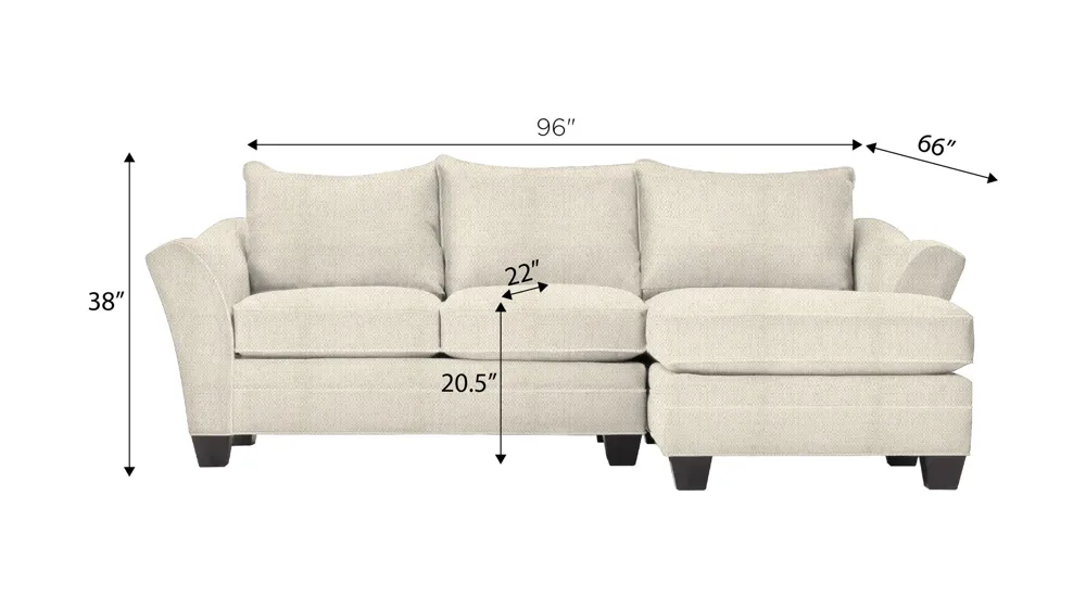 Foresthill 2-pc. Right Hand Chaise Sectional Sofa Dimensions