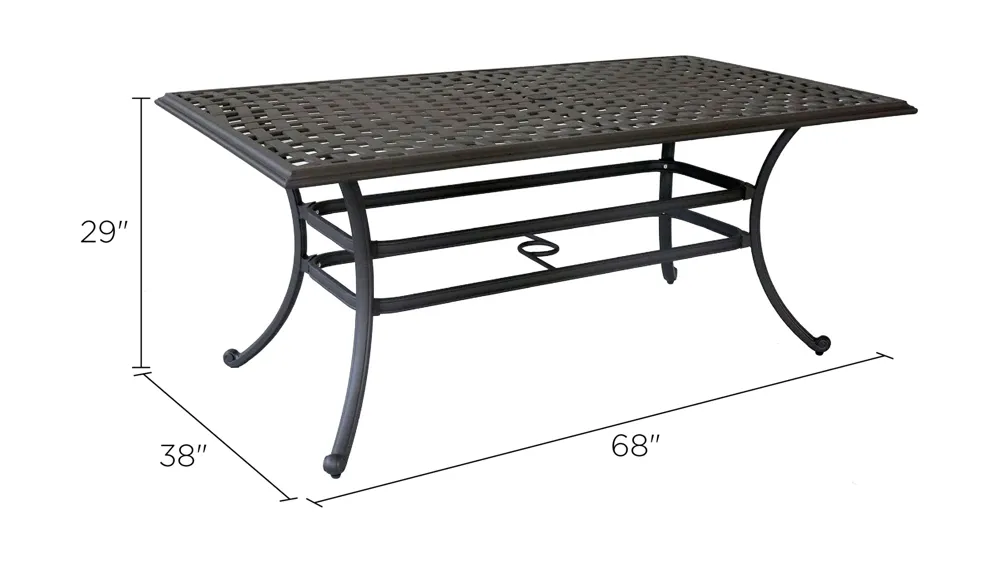 Meredith Outdoor Rectangle Dining Table Dimensions