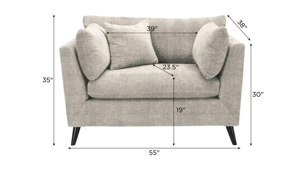 Caruso Chair and a Half Dimensions