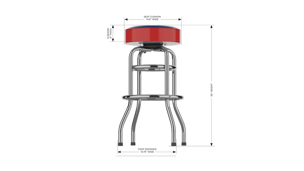 MLB Backless Swivel Bar Stool Dimensions