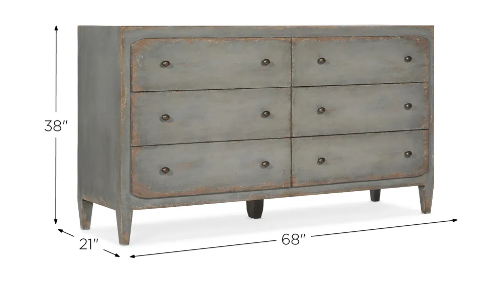 Ciao Bella Six-Drawer Dresser Dimensions