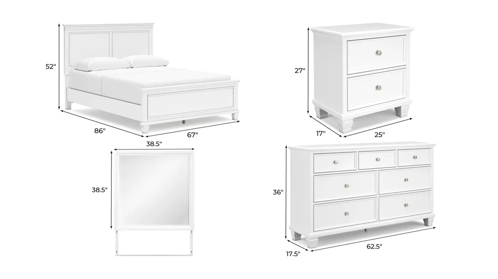 Reed 4-pc. Panel Bedroom Set Dimensions