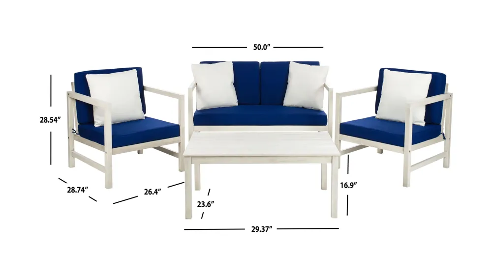 Hinaku 4-pc. Outdoor Set w/ Accent Pillows Dimensions