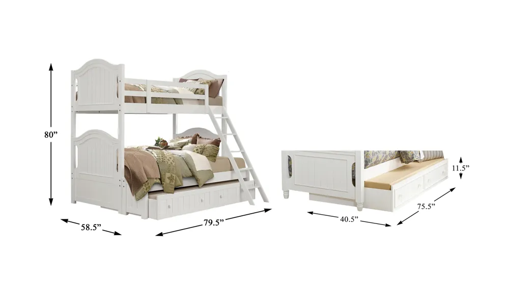Willow Point Bunk Bed with Trundle Dimensions