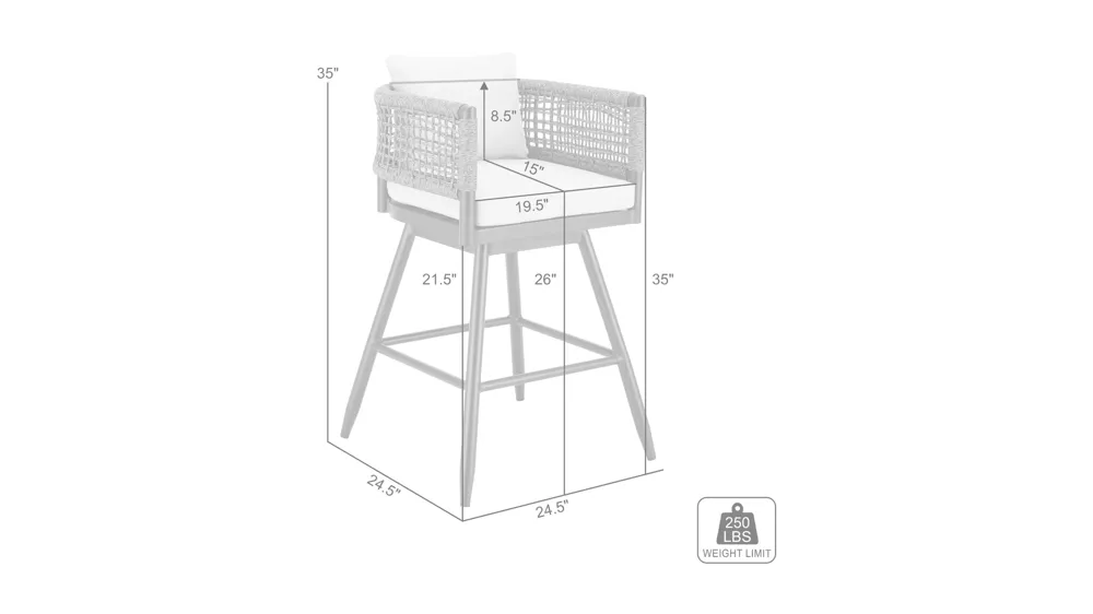 Alegria Outdoor Swivel Counter Stool Dimensions