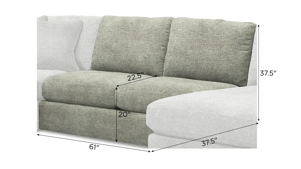 Nappily Armless Loveseat Dimensions