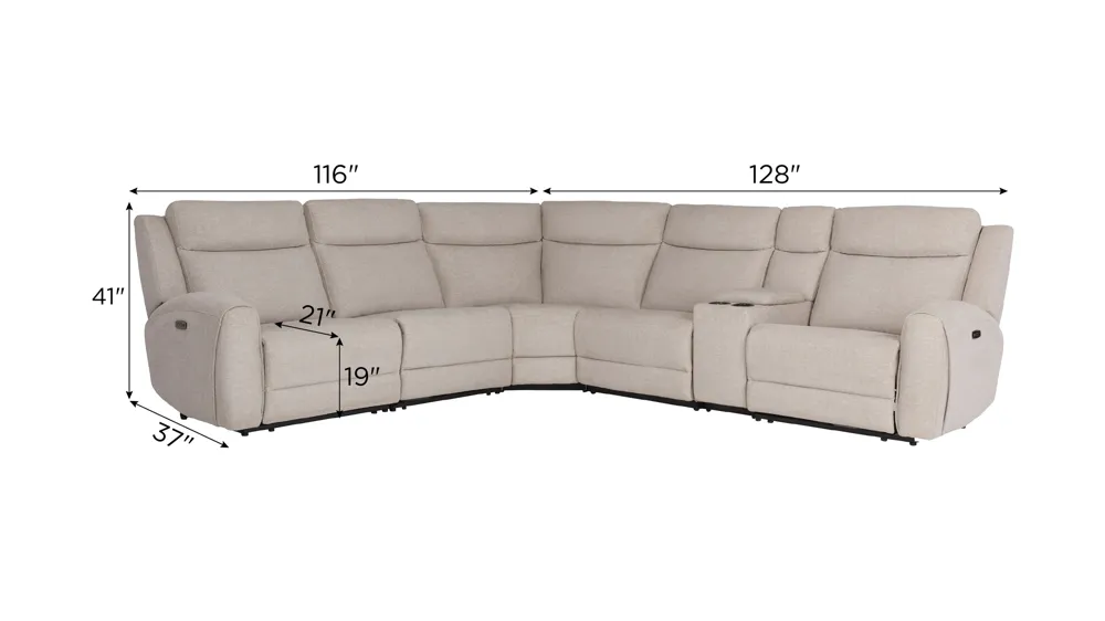 Newell 6-pc. Dual Power Sectional Dimensions
