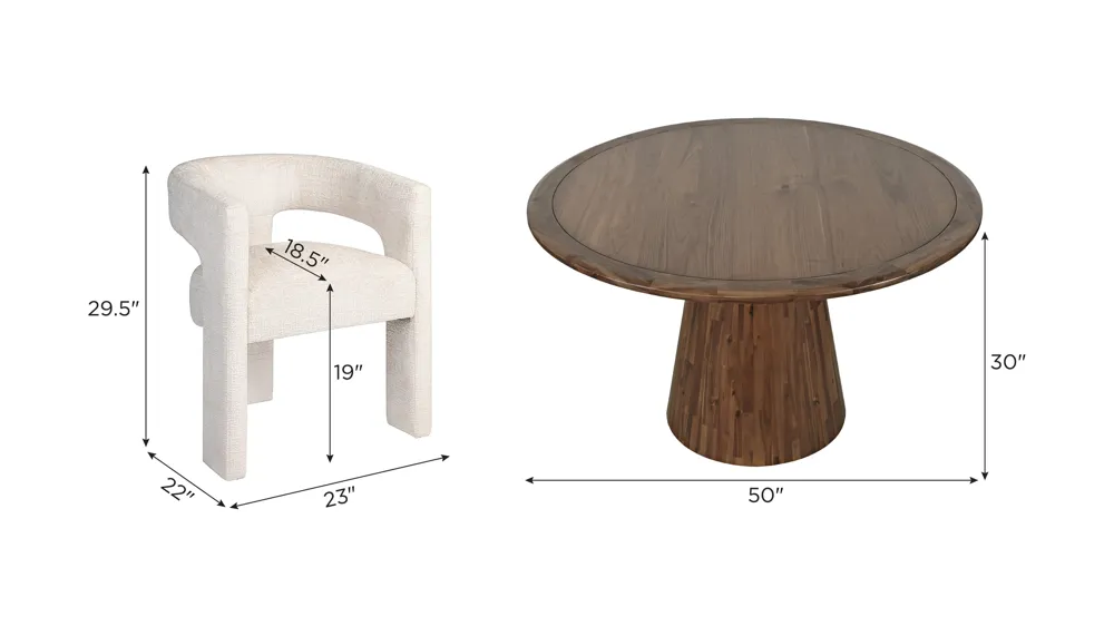 Gwen Dining Set -5pc. Dimensions
