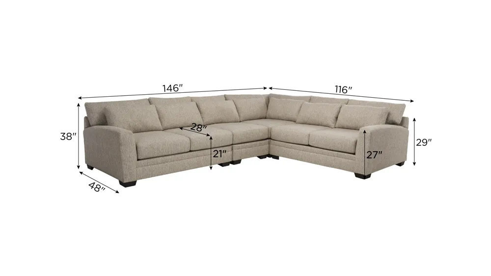 Easton 4-pc. Sectional Dimensions