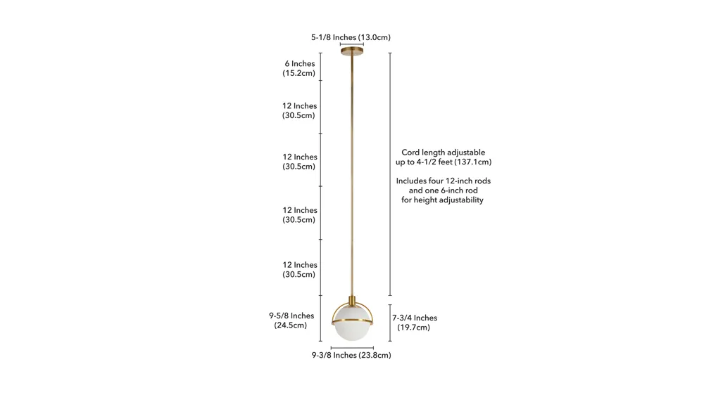 Limbani Glass Pendant Dimensions