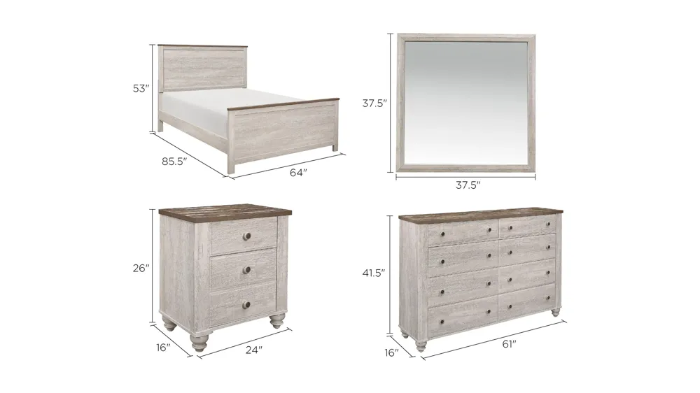 Mckewen 4-pc. Panel Bedroom Set Dimensions