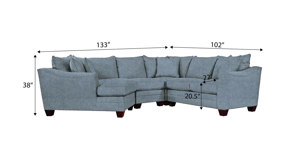 Foresthill 4-pc. Left Hand Cuddler Sectional Sofa Dimensions