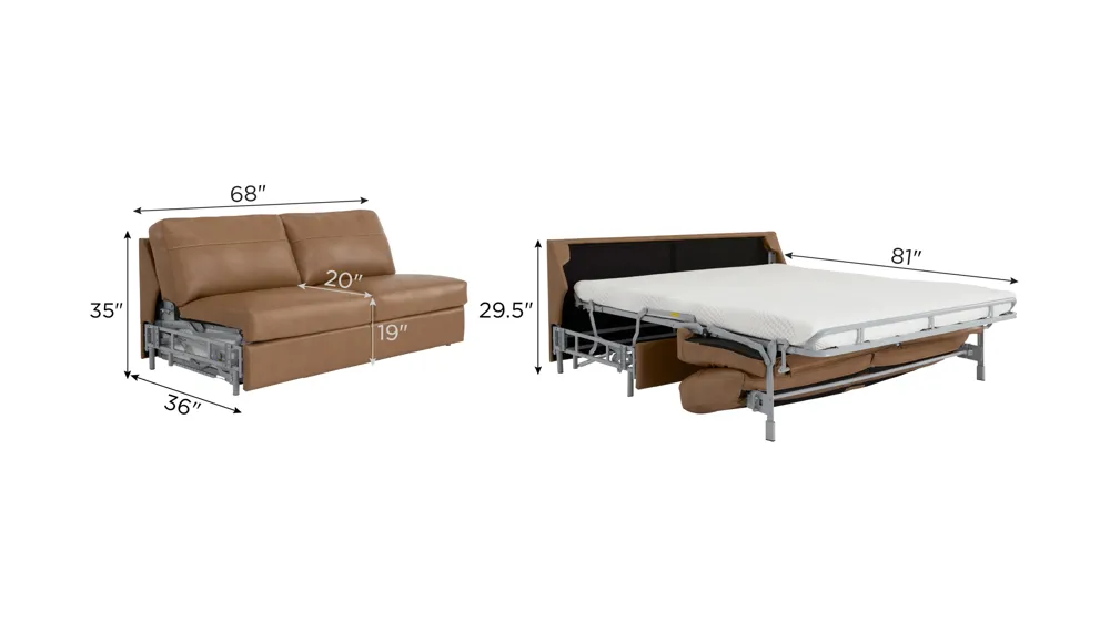 Harley Leather Armless Queen Sleeper Dimensions