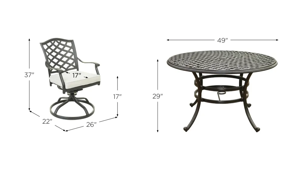 Halston Outdoor 5-pc. Round Dining Set Dimensions