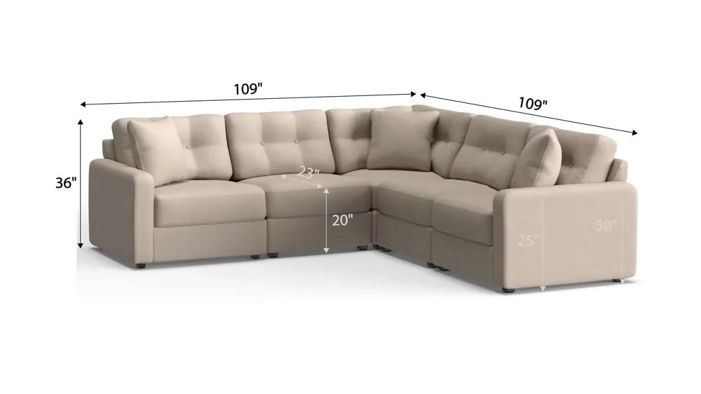 ModularOne 5-pc. Sectional Dimensions