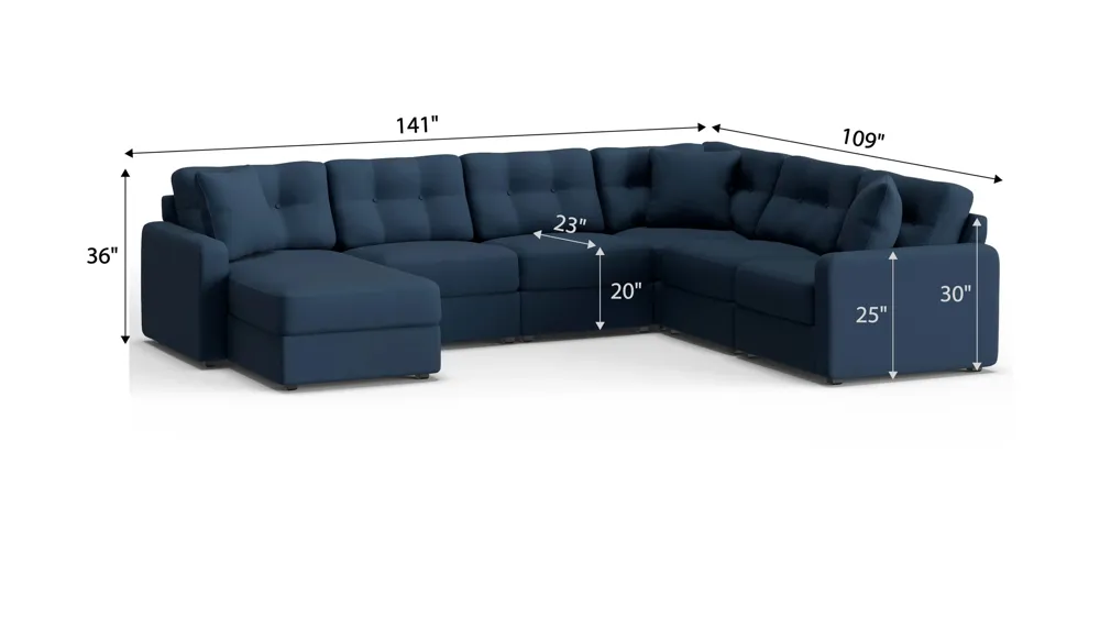 ModularOne 6-pc. Sectional Dimensions