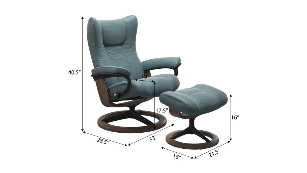 Wing Medium Signature Chair & Ottoman Dimensions