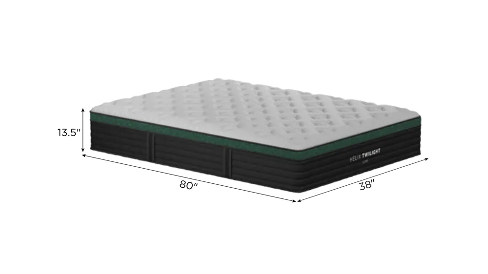 Helix Twilight Luxe Mattress with GlacioTex Cooling Cover Dimensions