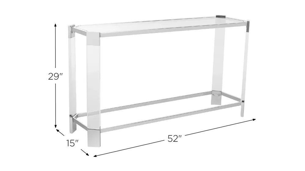 Estella Acrylic Console Table Dimensions
