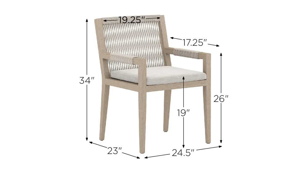 Sherwood Outdoor Dining Armchair Dimensions