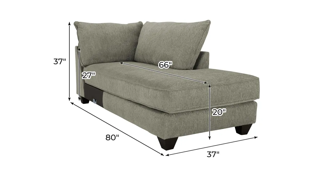 Jaden Right Arm Facing Chaise Dimensions
