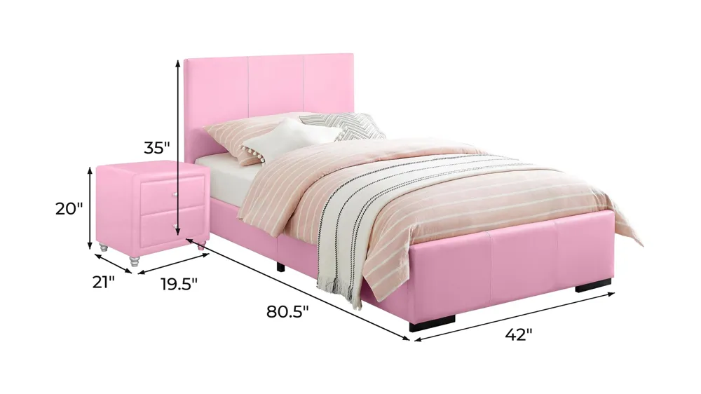 Hindes Platform Bed with 1 Nightstand Dimensions