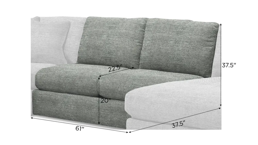 Nappily Armless Loveseat Dimensions