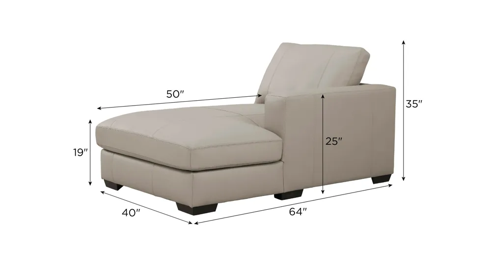Oaklynn Leather Right Arm Facing Chaise Dimensions