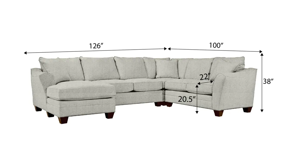 Foresthill 4-pc. Left Hand Chaise Sectional Sofa Dimensions