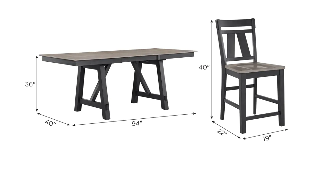 Vista Bay 5-pc. Counter-Height Dining Set Dimensions