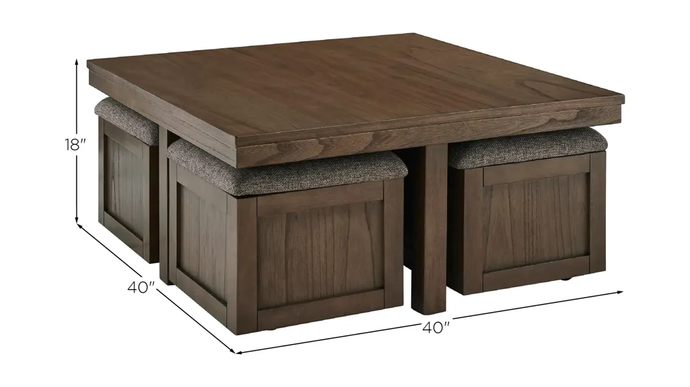 Boardernest Coffee Table with 4 Stools Dimensions