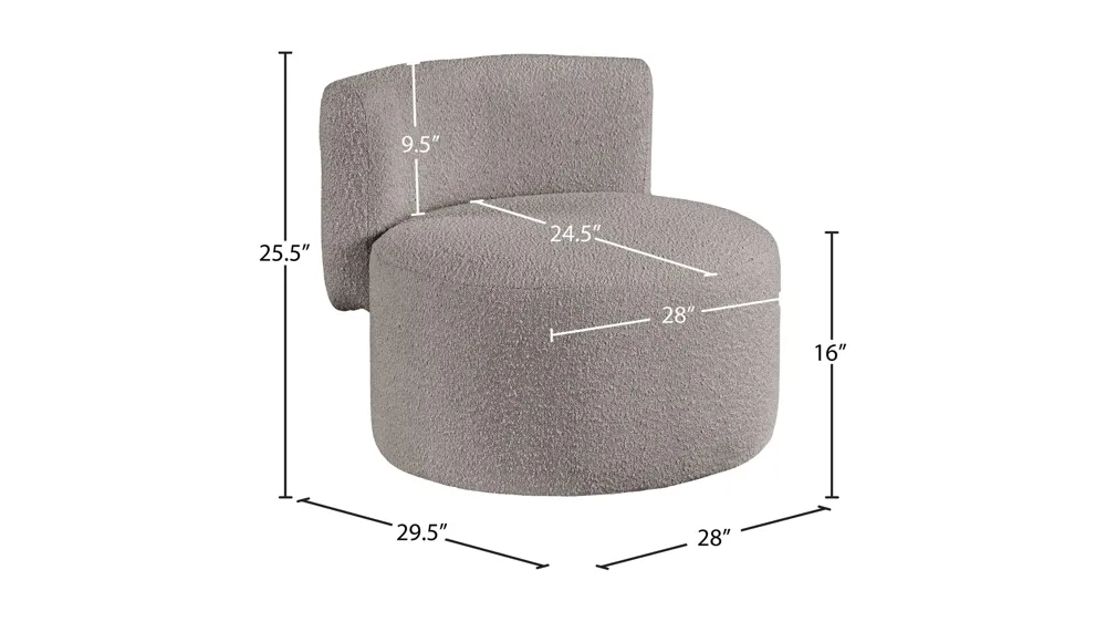 Como Boucle Fabric Accent Chair Dimensions