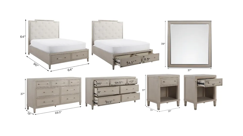 Francesca 4-pc. Bedroom Set Dimensions