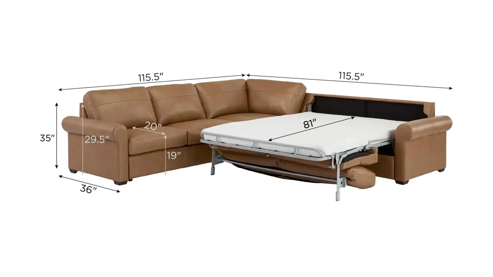 Harley 4-pc. Leather Sectional Dimensions