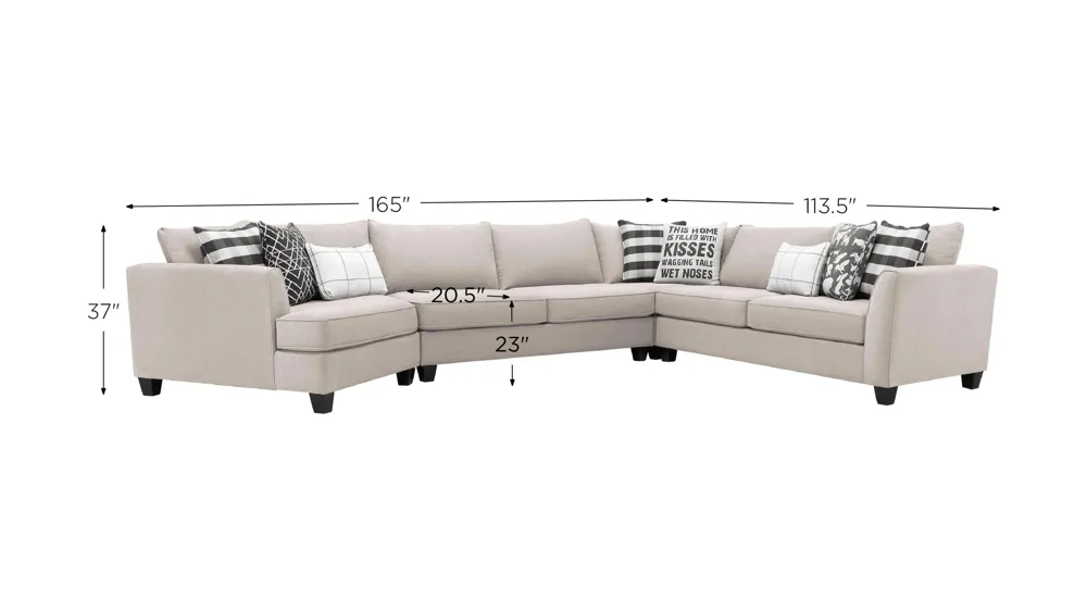 Daine 3-pc. Sectional Sofa Dimensions