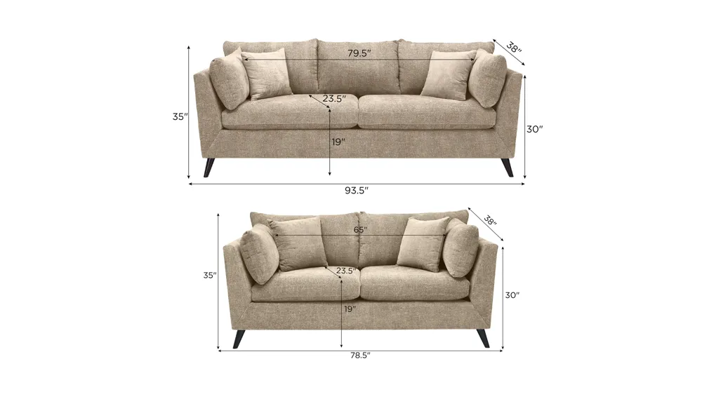 Caruso Living Room Set Dimensions