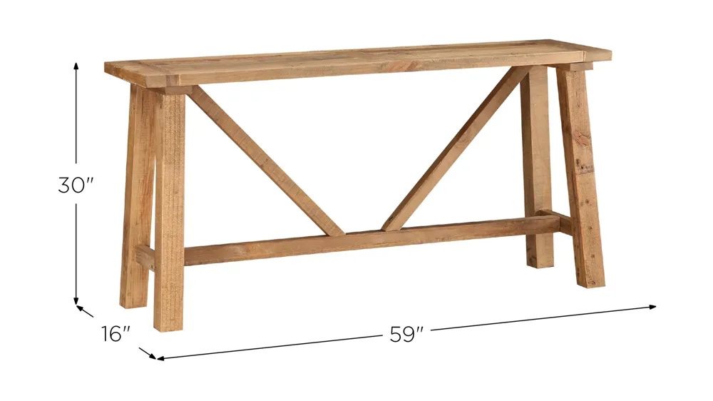 Harby Reclaimed Wood Console Table Dimensions