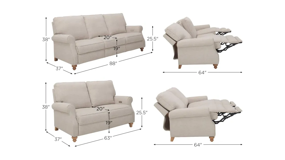 Lamont Living Room Set Dimensions