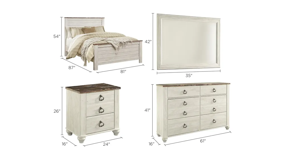 Collingwood 4-pc. Bedroom Set Dimensions