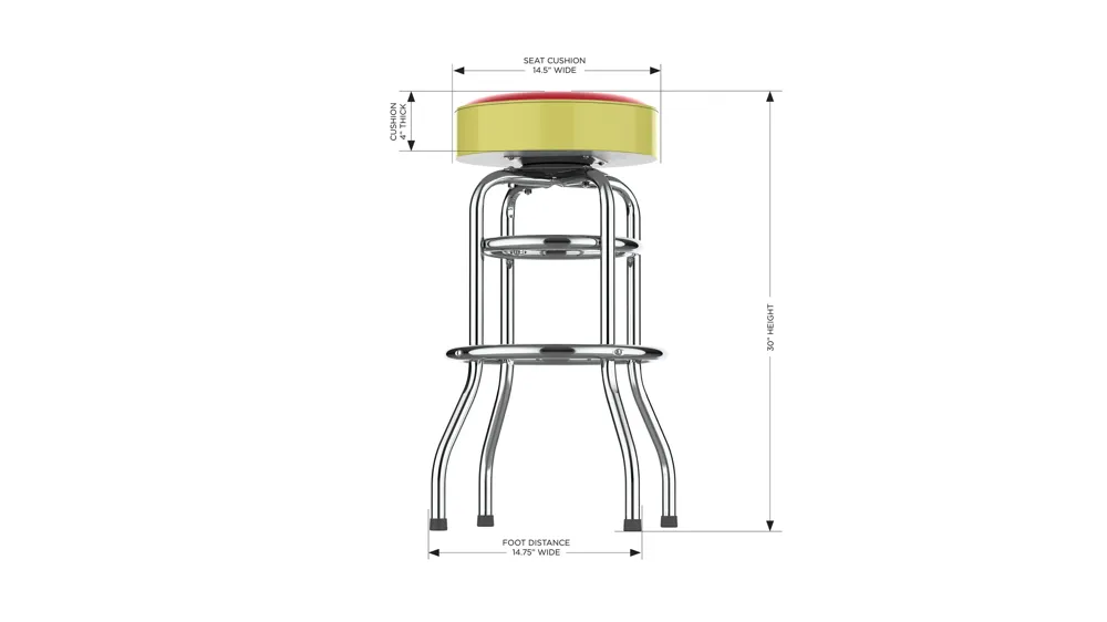 NCAA Backless Swivel Bar Stool Dimensions