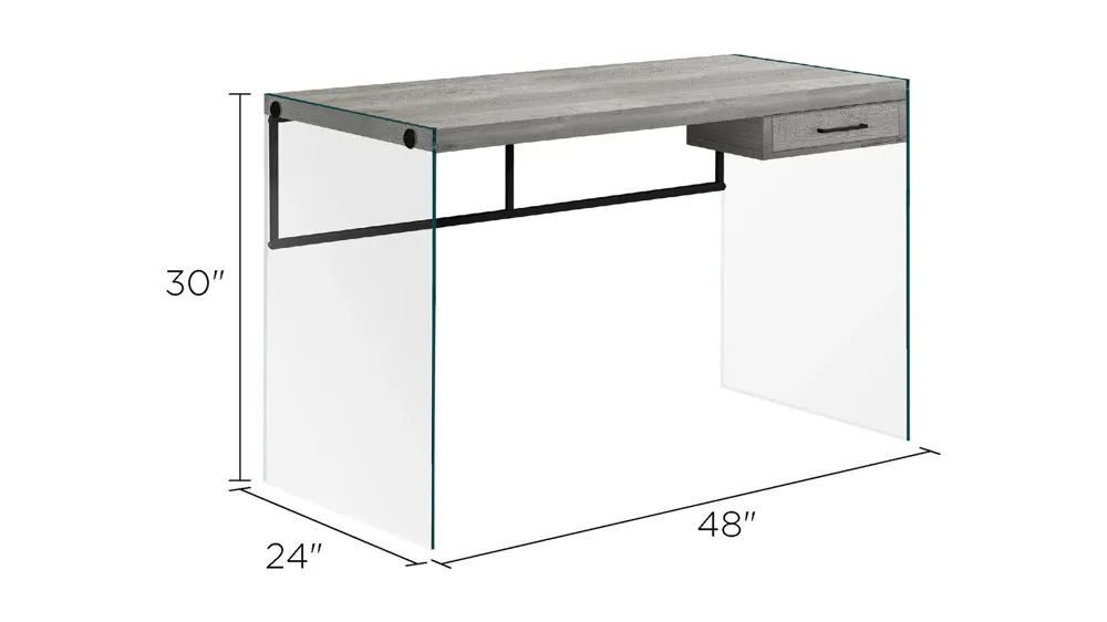 Barnabus Computer Desk with Glass Panels Dimensions