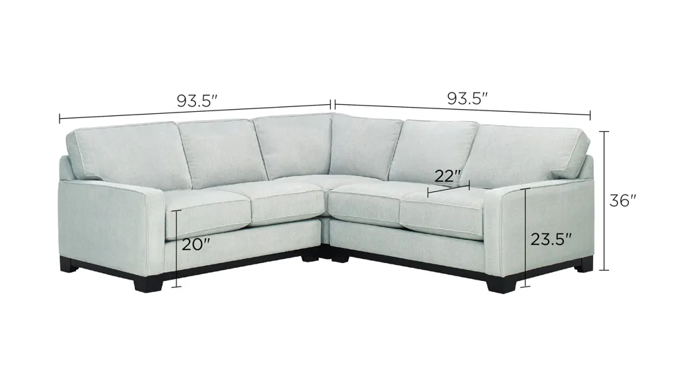 Arlo 3-pc. Sectional Sofa Dimensions