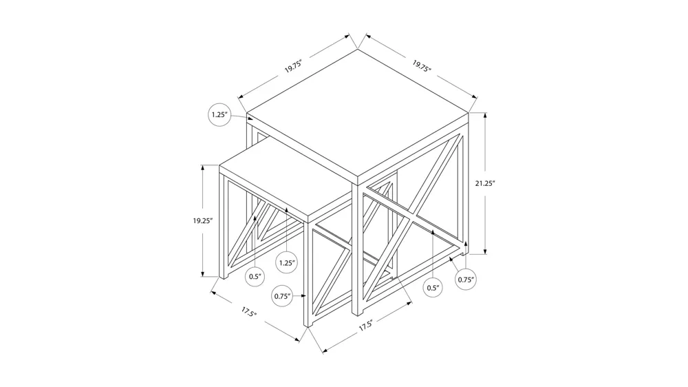 Haan Nesting Tables: Set of 2 Dimensions